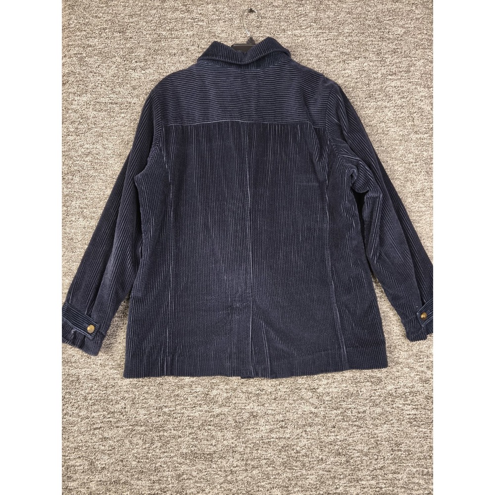 L.L.Bean Womens Large Navy Corduroy Peacoat Jacket Quilted Lined Cotton Coat - Picture 2 of 9